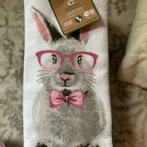 Deborah Connolly Pink Bunny Kids Towel set of 3 two white one gray new with tag